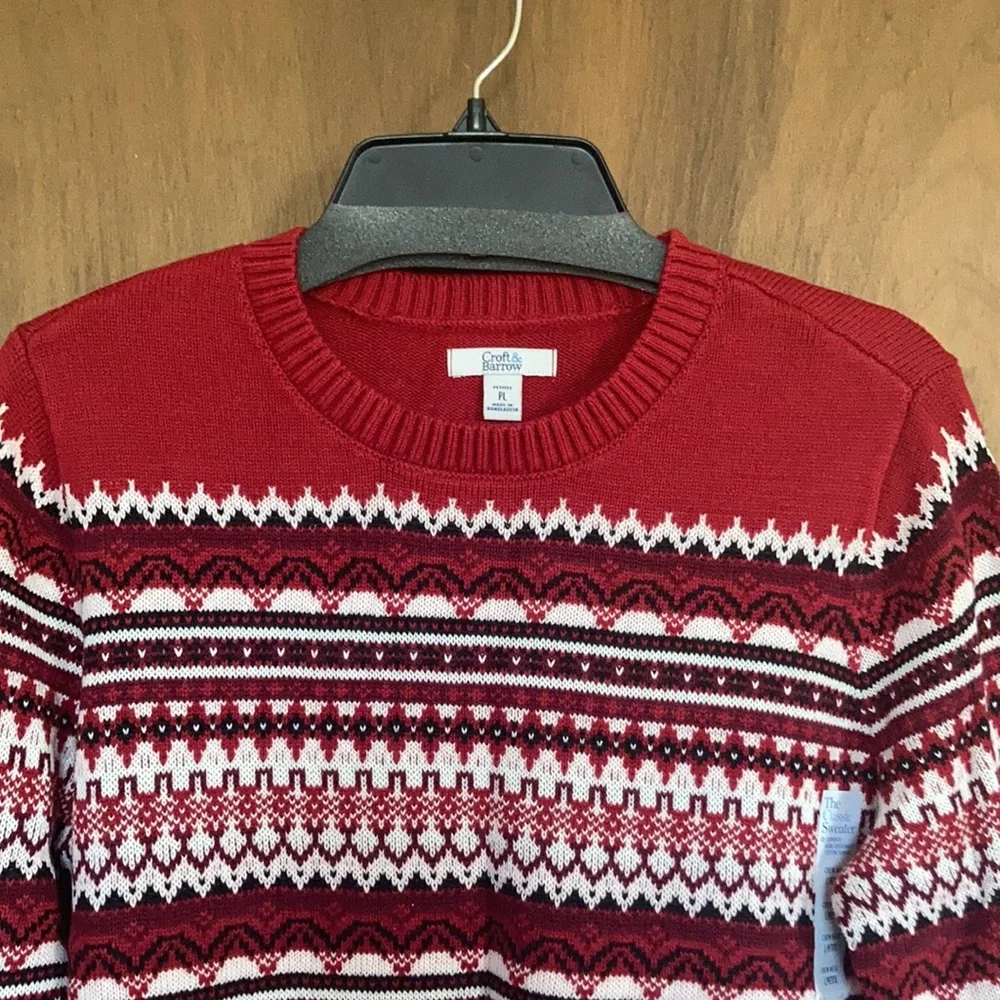 Relist 2/21 ❌ Croft & barrow classic crewneck fair isle sweater LP - Picture 5 of 16